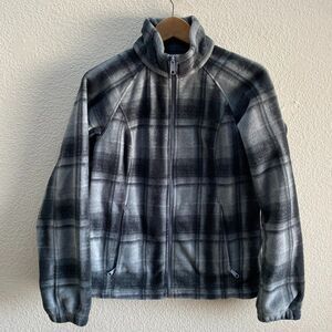 Columbia Benton Springs Printed Full Zip Fleece Jacket Medium Black Gray WL6769